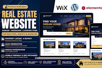 design wix, elementor real estate website, realtor website, property listing idx