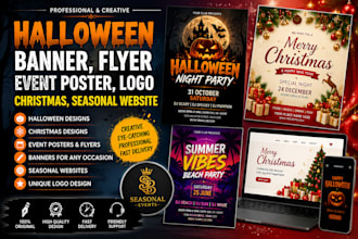 design halloween banner flyer design event poster logo christmas seasonal websit
