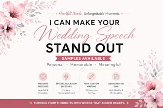 write a heartfelt wedding speech, toast, or wedding vows