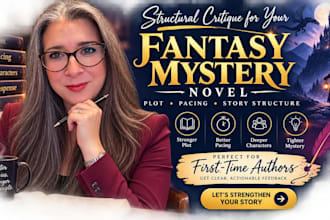 developmental edit fantasy mystery novel for plot, pacing for first time authors