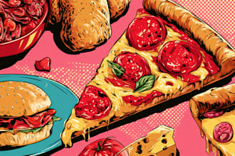 do a food pop art illustration