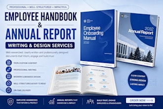 write employee handbook, annual report, HR company policies, training manual