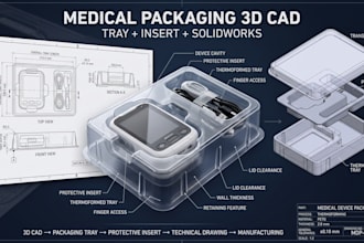 design medical device packaging 3d cad tray solidworks technical drawing