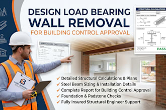 design load bearing wall removal for building control approval, building control