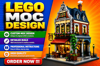 design custom lego moc model, lego design and professional building instruction
