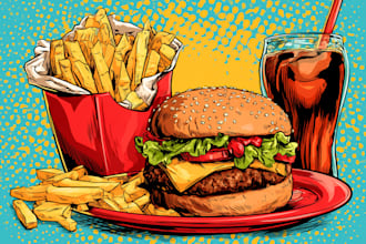 create a food pop art illustration