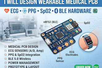 design wearable medical pcb, ecg, ppg, spo2 and ble hardware