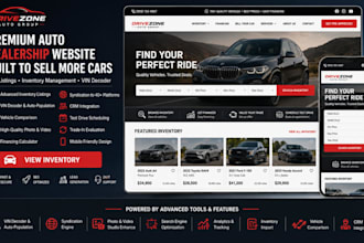 auto dealership website with car listings, vehicle inventory and vin decoder