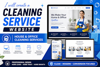 create a cleaning website for house office cleaning service website