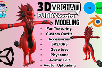 do custom vrchat furry avatar fursona facial rig 3d model vrc anime nsfw avatar
