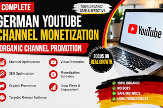 complete german youtube channel monetization, organic german promotion channel