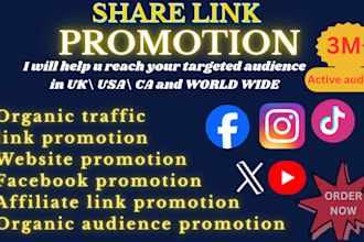 do twitter shoutout, promote website share links to 100m UK USA, audience