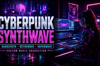 ghost produce custom cyberpunk synthwave, darksynth, retro wave, vaporwave