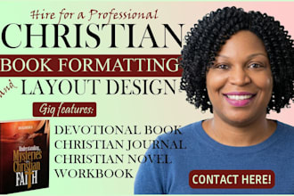 design and format christian journal, prayer card, christian novel or print book