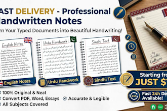 do beautiful handwritten sindhi, urdu notes and assignments