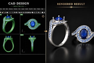 design jewelry cad with realistic rendering for rings, pendants and earrings