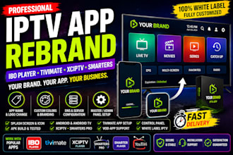 rebrand iptv app, ibo player, tivimate, xciptv with master panel