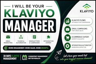 be your klaviyo manager for klaviyo email marketing, flows and integration