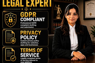 draft or review gdpr compliant, privacy policy, terms and conditions