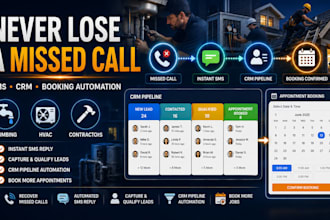 automate missed call text back and booking for plumbing hvac and contractors