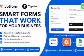 create smart jotform and typeform with payment gateway and zapier integrations