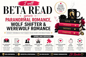 be your paranormal romance beta reader, wolf shifter, werewolf romance beta read