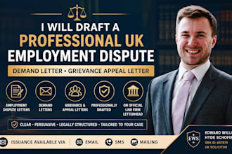 draft a UK employment dispute letter, demand letter, grievance appeal letter