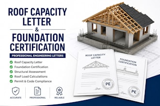 provide roof capacity letters, foundation certification