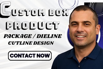 create custom box packaging dieline cutline design 3d render print ready file