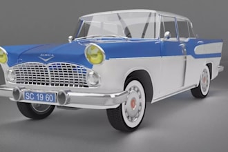 model realistic car render, 3d classic automobile model, game ready car in unity