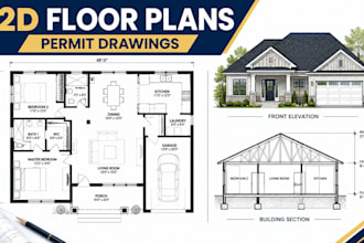 create commercial 2d floor plan and architectural permit drawing