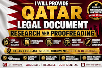 provide qatar legal document research and proofreading