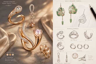draw any type of complexity jewelry sketch 3d jewelry design pendant sketch