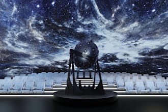 design 3d planetarium, astronomy center, space museum, or dome theater