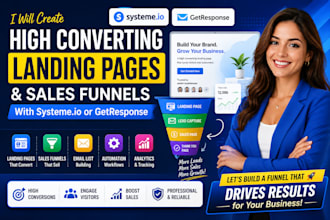 create high converting systeme io or getresponse landing pages and sales funnels