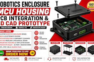 create robotics enclosure, mcu housing, pcb integration and 3d cad prototype