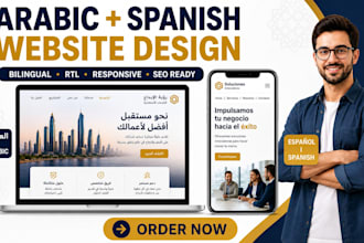 design arabic spanish bilingual wordpress website seo backlinks logo design