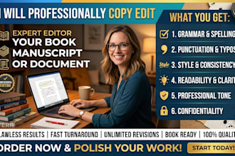 professionally copy edit your book, manuscript, or document