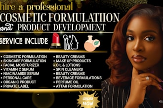 formulate natural,organic skincare and haircare products as a cosmetic chemist