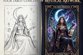 turn your tarot card concepts into detailed mystical artwork