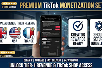 setup a USA, UK, or france tiktok account for creator rewards