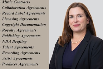 entertainment lawyer for music contracts,film clearance,licensing,sync licensing