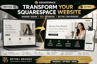 redesign squarespace website modern squarespace design landing page and SEO opt