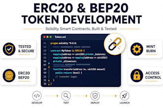 create erc20 bep20 or solana token, solidity smart contract, deploy crypto token