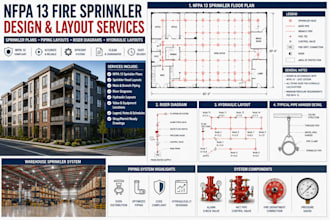design nfpa 13 fire sprinkler plans piping layouts riser diagrams and hydraulic