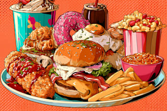 illustration of food pop art