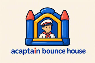 design acaptain bounce house logo with free source file