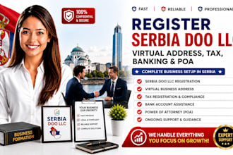 register serbia doo llc, virtual address, tax, banking and poa