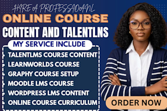 create course content on talentlms, learnworld, graphy, moodle and wordpress lms
