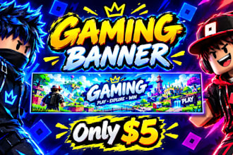 design a cute roblox youtube banner and pfp for gaming